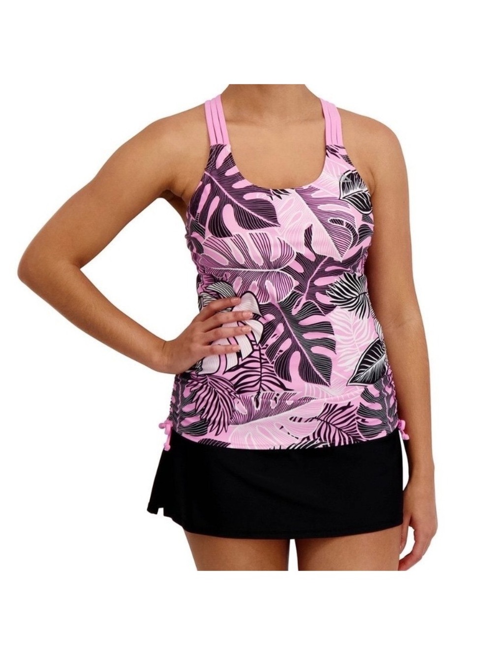 ZeroXposur Women's Pink XL Lightweight 4-Way Stretch Tankini Swim Top